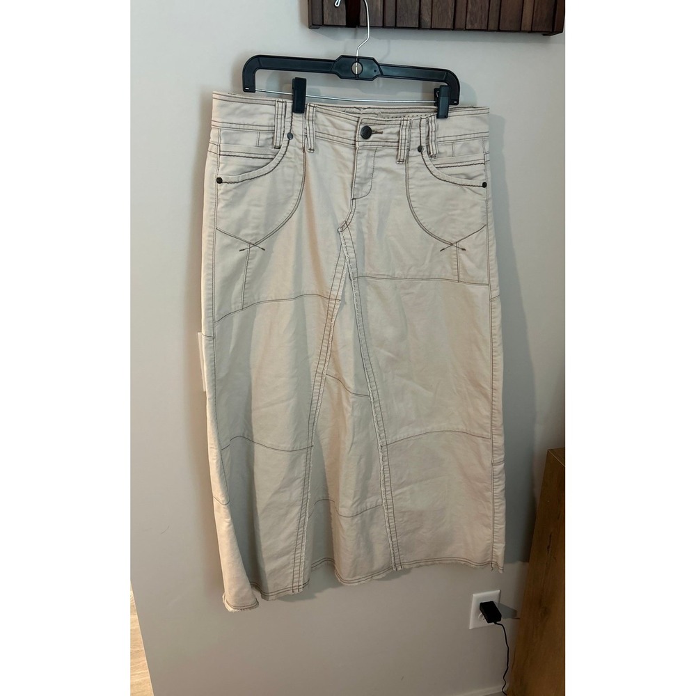 Maurice's Women's Beige Maxi Skirt with Stitching Detail size 11/12 100% cotton